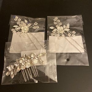 Wedding Rhinestone hair comb piece and 2 wedding Bobby clips hair pins